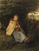 Jean Francois Millet Shepherdess or Woman Knitting oil